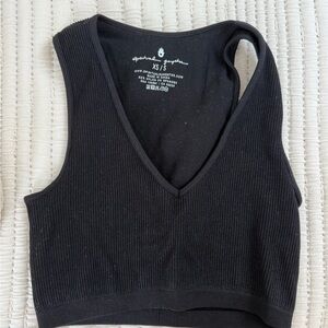 Spiritual Gangster Black Ribbed Crop Top